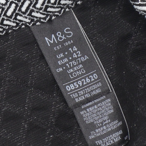 Marks and Spencer Women's Black Geometric Pencil Skirt - Size 14