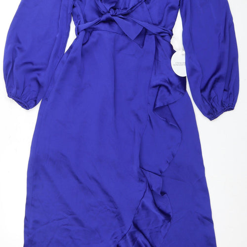 Girl In Mind Women's Blue Wrap Dress, Size 10