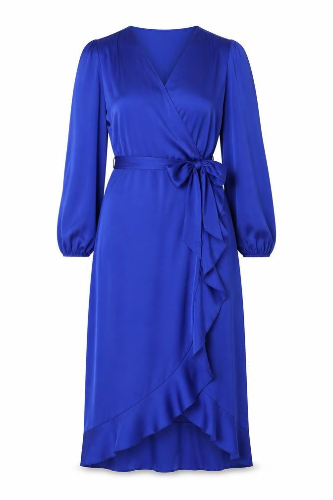Girl In Mind Women's Blue Wrap Dress, Size 10