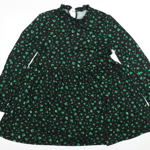 New Look Women's Black Floral Long Sleeve Dress Size 10