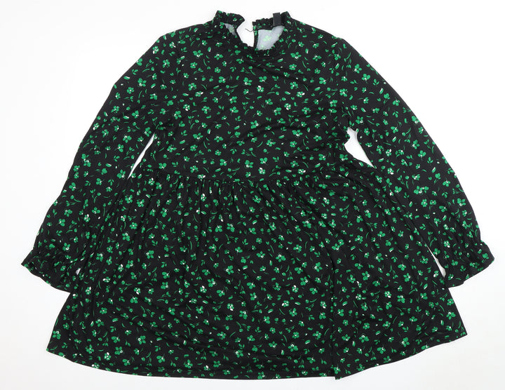 New Look Women's Black Floral Long Sleeve Dress Size 10