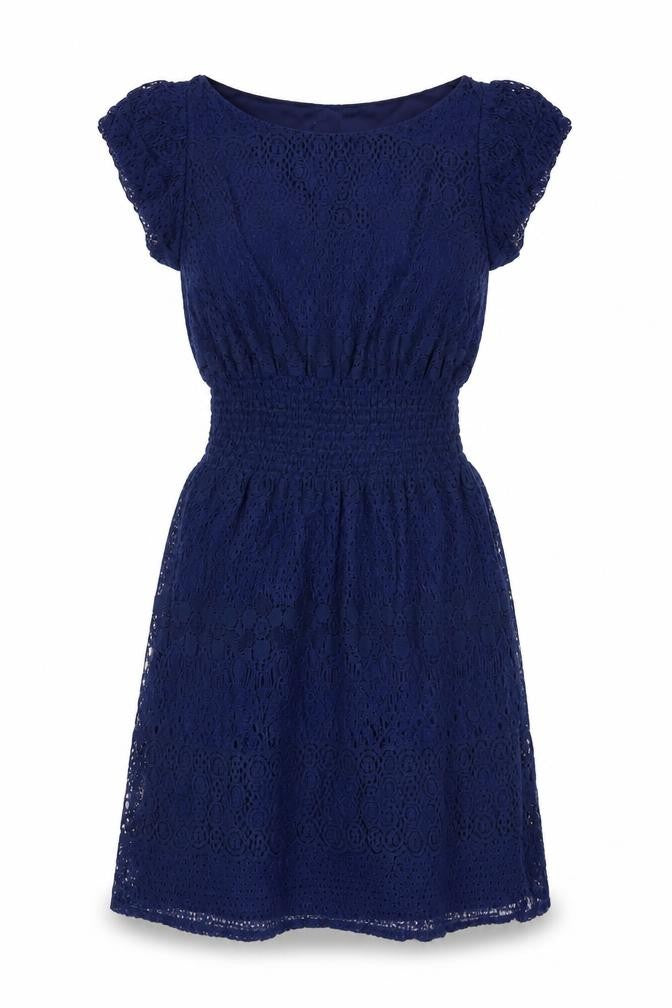 Front view of Pinky Women's Blue Dress, size S, Lined Cotton