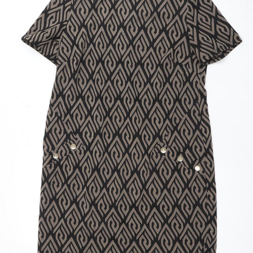 Wallis Women's Black Beige Geometric Dress Size 14