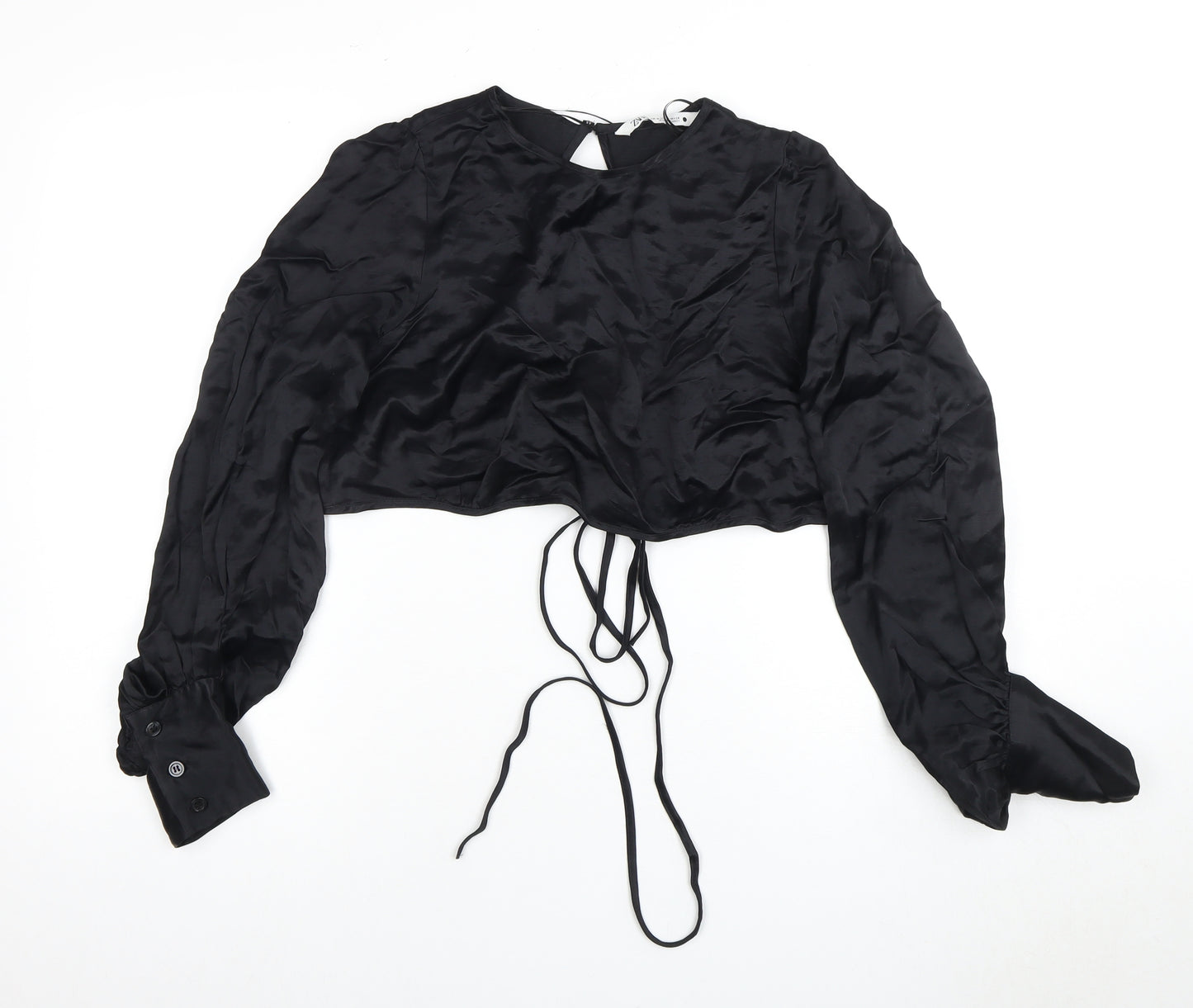 Zara Women's Black Cropped Blouse UK 10 Elegant Style
