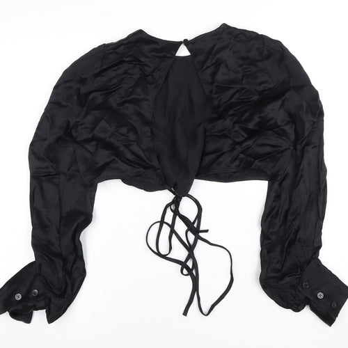 Zara Women's Black Cropped Blouse UK 10 Elegant Style