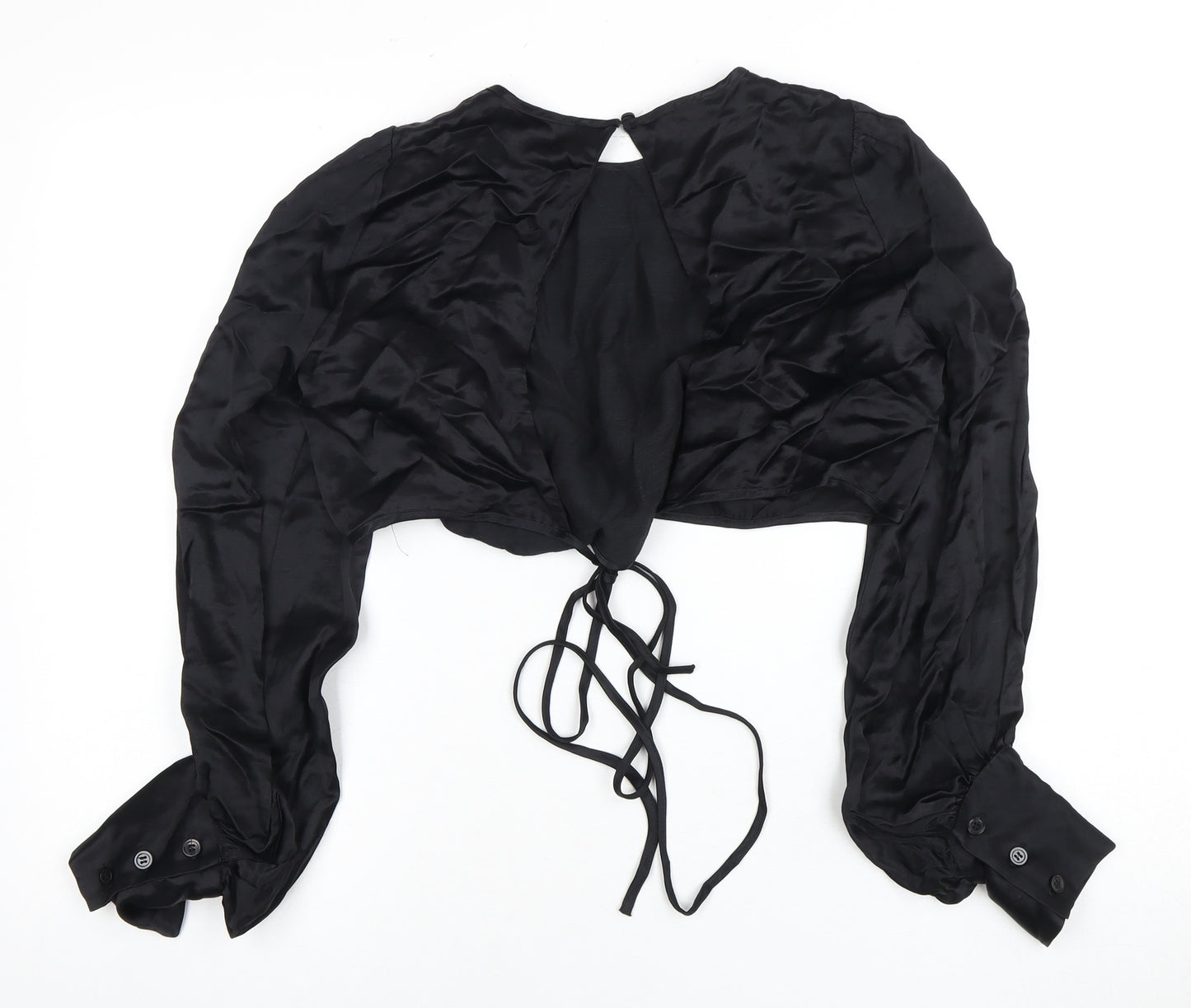 Zara Women's Black Cropped Blouse UK 10 Elegant Style