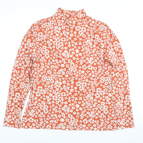 Marks & Spencer Women's Red Floral Mock Neck T-Shirt Size 14