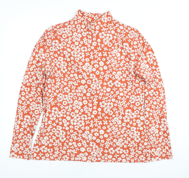 Marks & Spencer Women's Red Floral Mock Neck T-Shirt Size 14