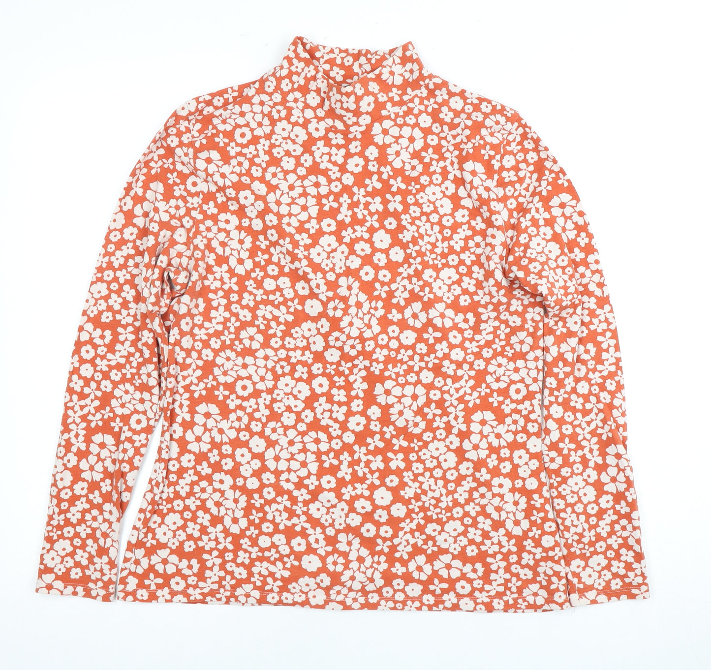 Marks & Spencer Women's Red Floral Mock Neck T-Shirt Size 14