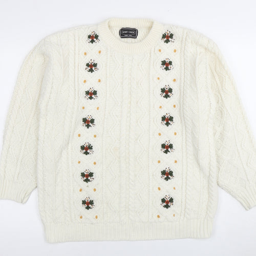 Avant Garde Women’s Ivory Pullover Jumper, Acrylic Knit