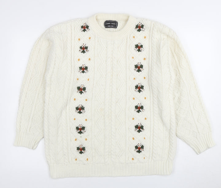 Avant Garde Women’s Ivory Pullover Jumper, Acrylic Knit