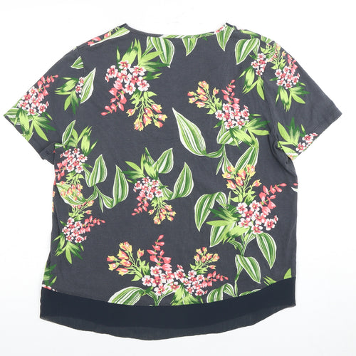 M&S Women's Multicoloured Floral V-Neck Top Size 14
