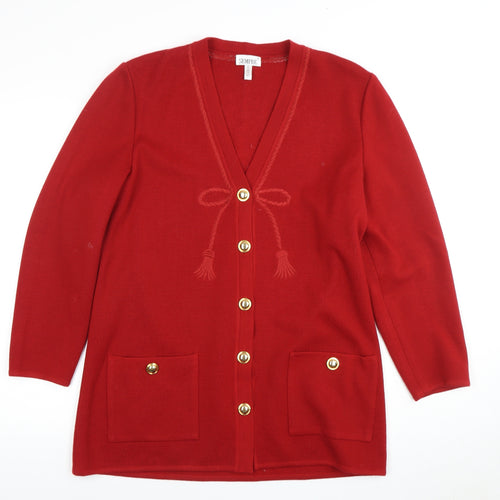Sempre Women's Red V-Neck Cardigan Size 16