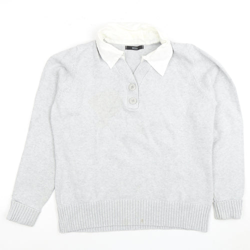 Marks and Spencer Women's Grey Henley Jumper Size 16
