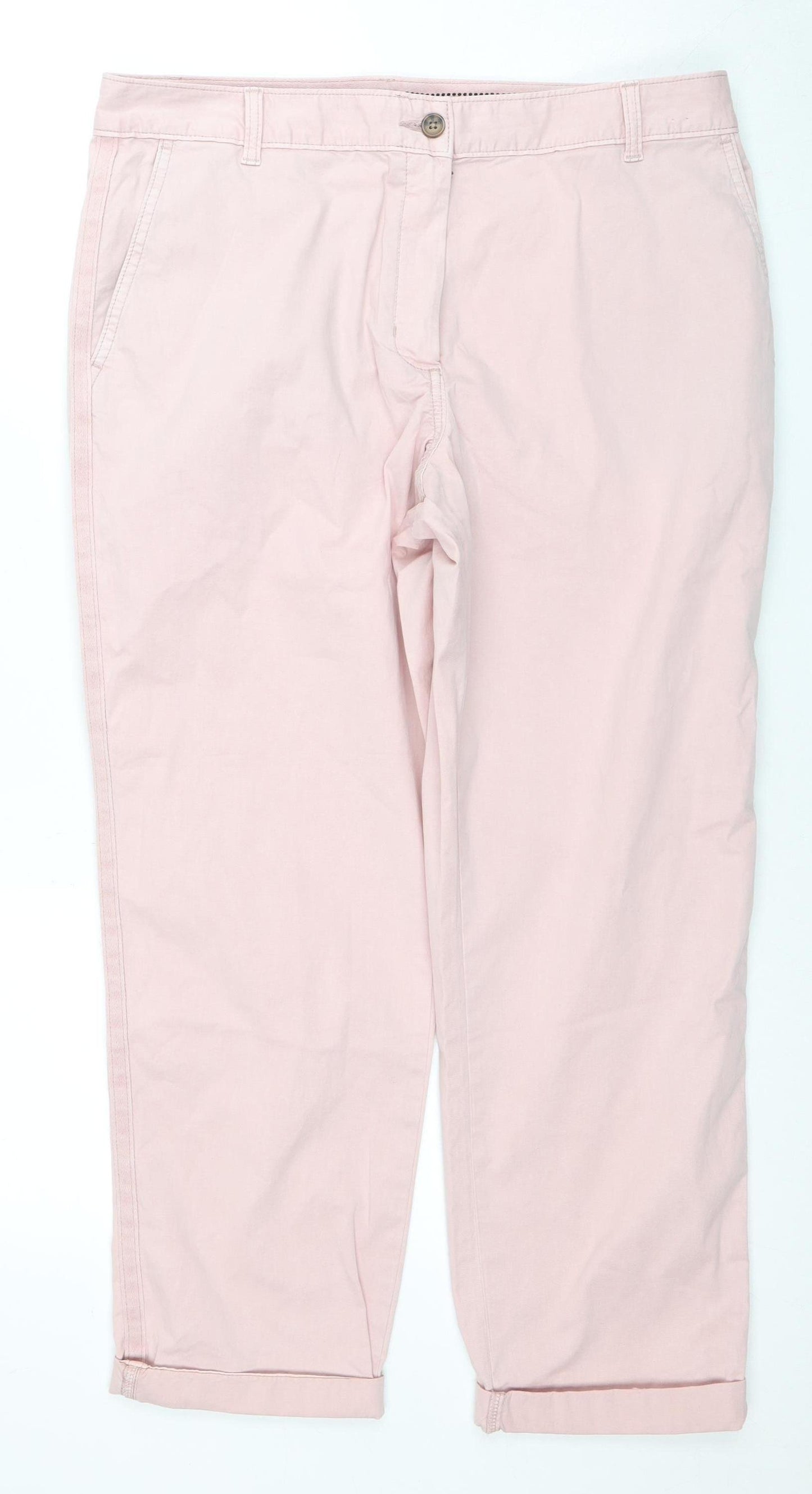 Marks and Spencer Women's Pink Chino Trousers Size 14