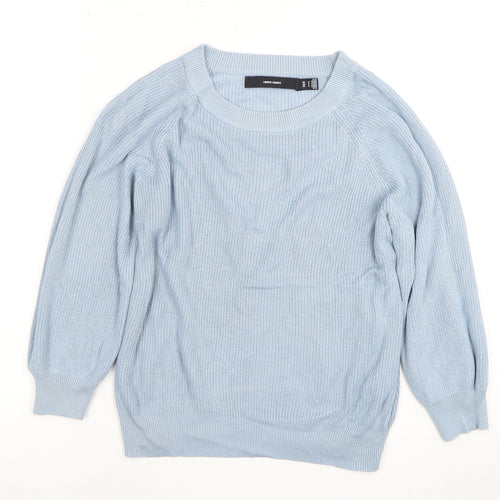 Vero Moda Women's Blue Knit Jumper, Size 8, Crew Neck Pullover