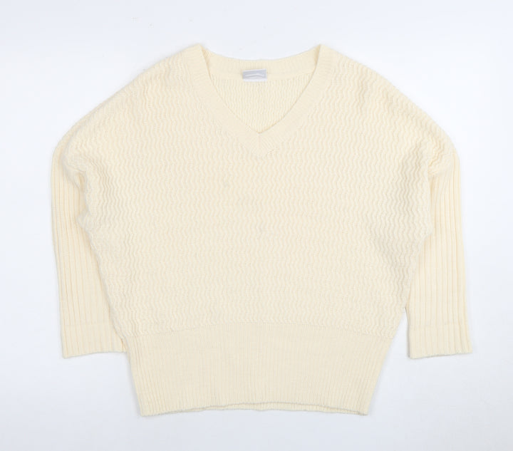 Noisy May Women's Ivory V-Neck Pullover Jumper