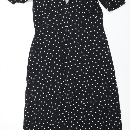 ASOS DESIGN Women's Black Polka Dot A-Line Dress