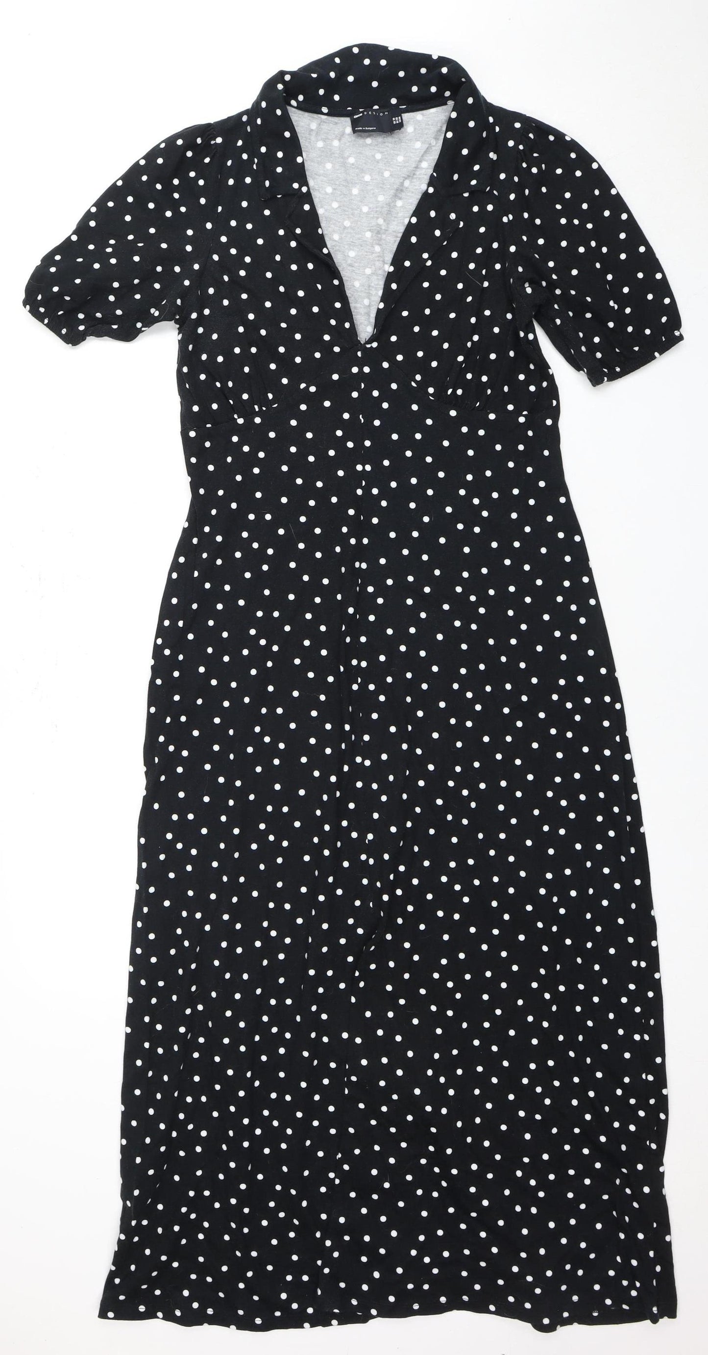 ASOS DESIGN Women's Black Polka Dot A-Line Dress