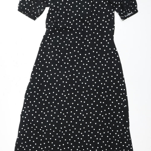 ASOS DESIGN Women's Black Polka Dot A-Line Dress