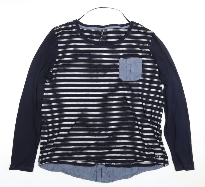 ONLY Blue Women's Striped Long Sleeve T-Shirt XL