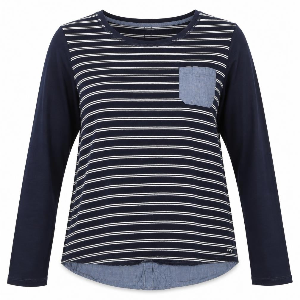 Front view of Only Blue Women's Striped Long Sleeve T-Shirt XL