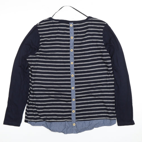 ONLY Blue Women's Striped Long Sleeve T-Shirt XL