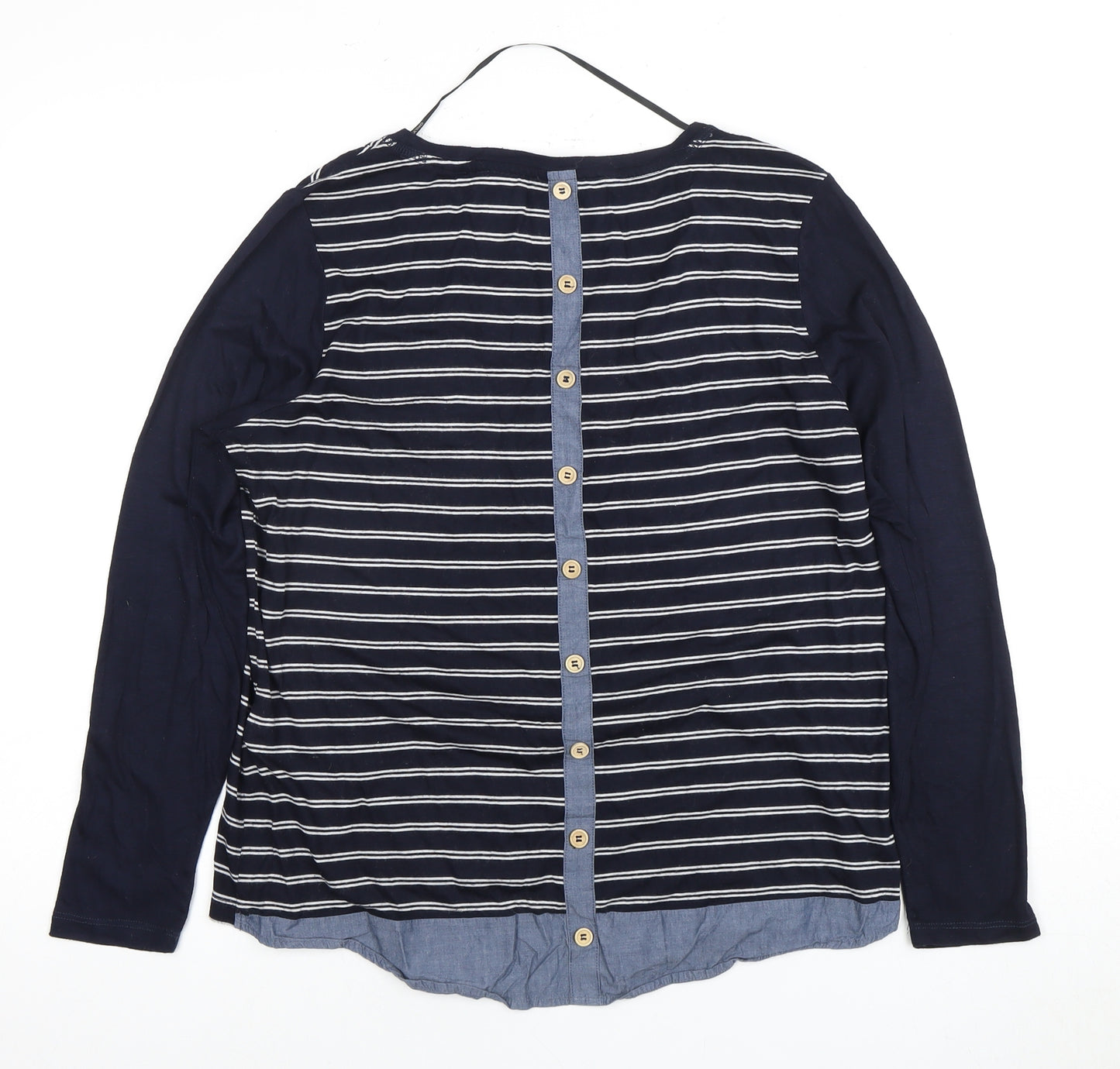 ONLY Blue Women's Striped Long Sleeve T-Shirt XL