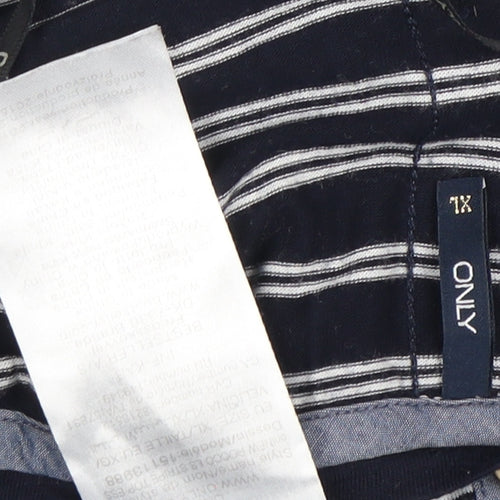 ONLY Blue Women's Striped Long Sleeve T-Shirt XL
