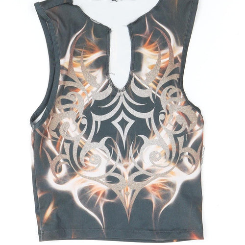 Women's Multicoloured Tribal Tank Top, Size M