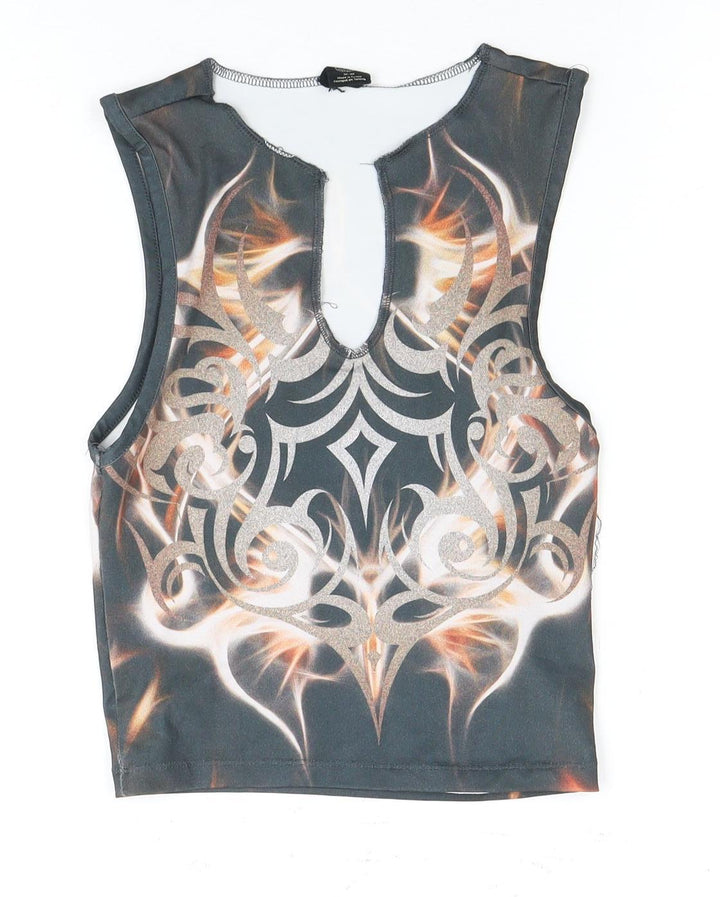 Women's Multicoloured Tribal Tank Top, Size M