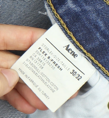 Acne Men's Blue Straight Jeans Size 30, Medium Wash
