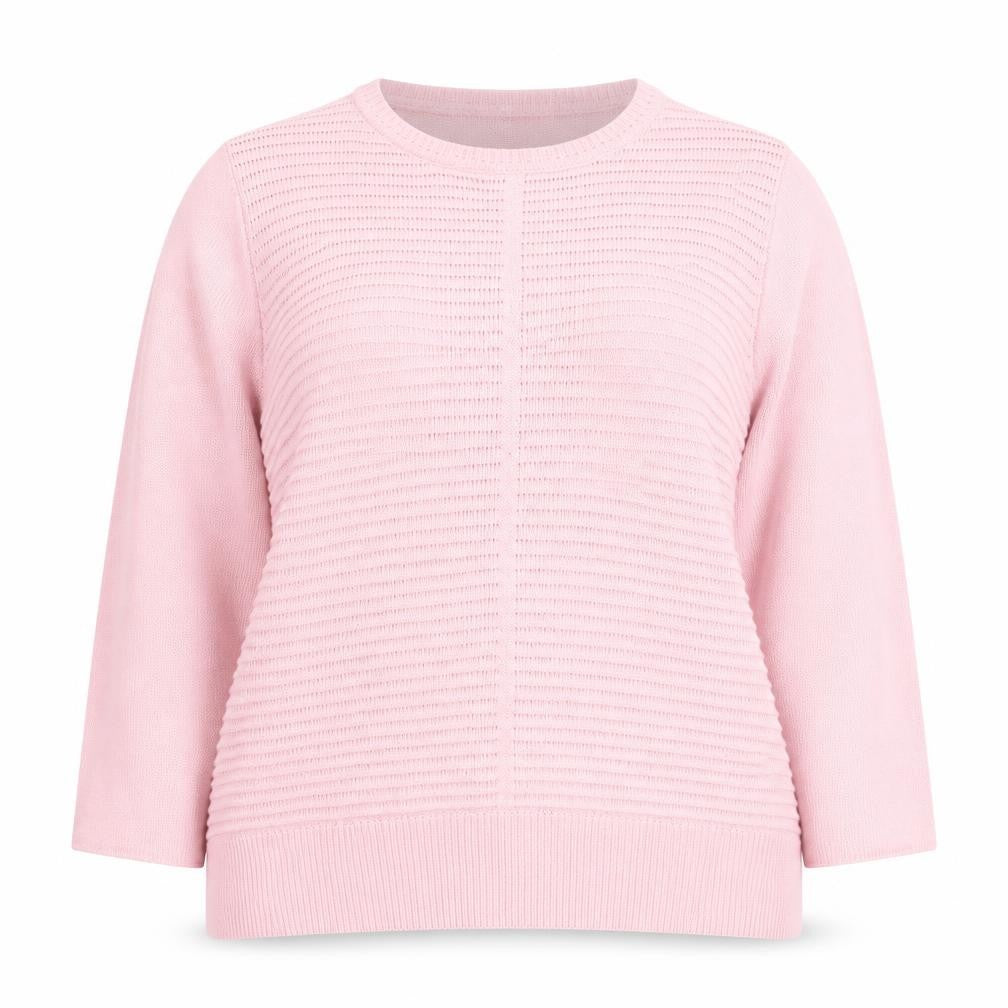 Front view of Bonmarché Women's Pink Crew Neck jumper