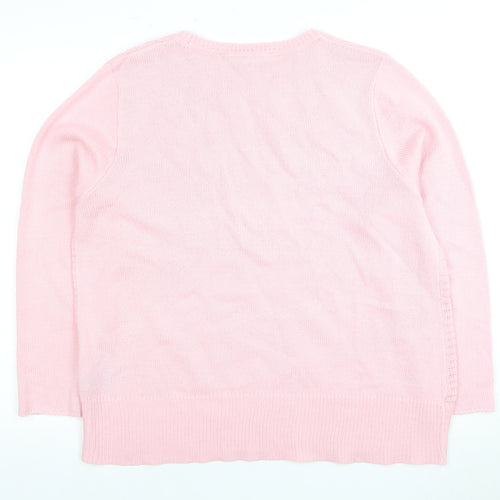 Bonmarché Women's Pink Crew Neck Pullover Jumper