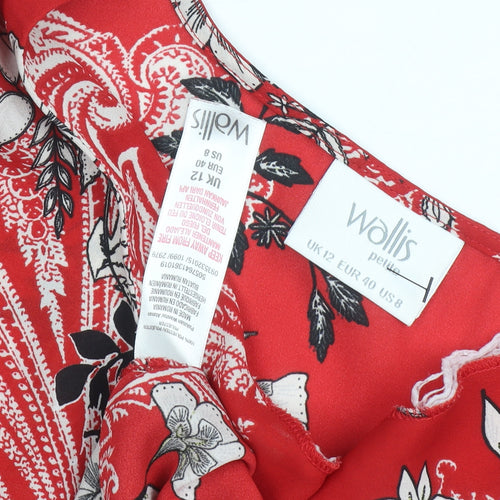 Wallis Women's Red Floral Blouse with Flared Sleeves
