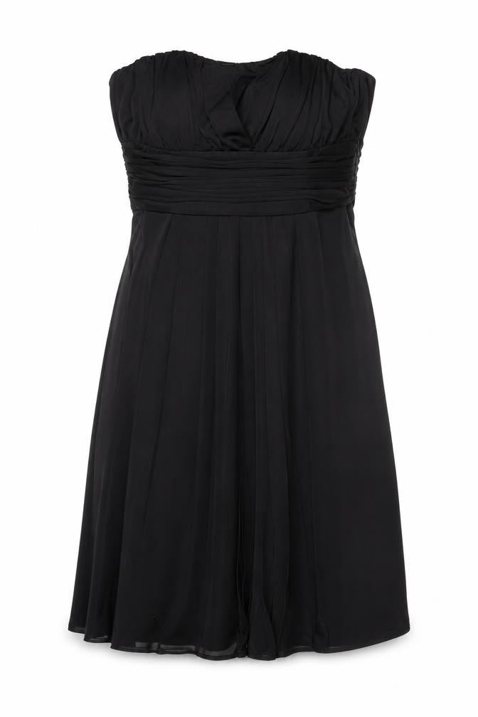 Front view of Oasis Women's Black A-Line Strapless Dress, size 10
