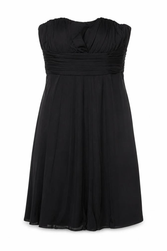 Front view of Oasis Women's Black A-Line Strapless Dress, size 10