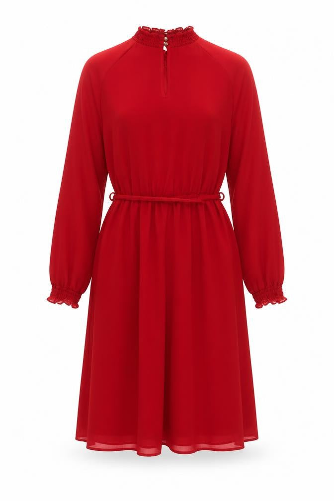 Front view of Oasis Women's Red A-Line Knee Length Dress