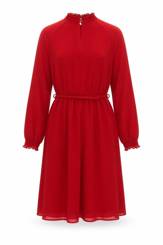 Front view of Oasis Women's Red A-Line Knee Length Dress