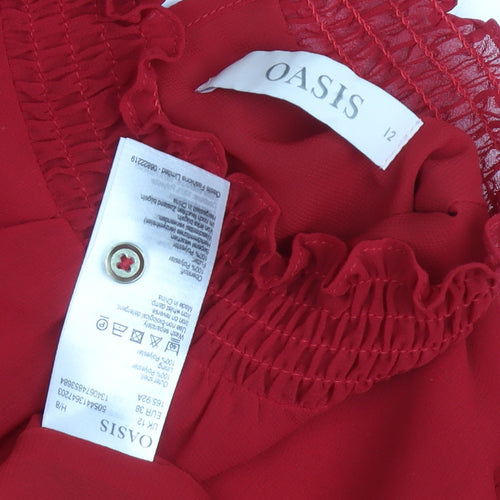 Oasis Women's Red A-Line Knee Length Dress
