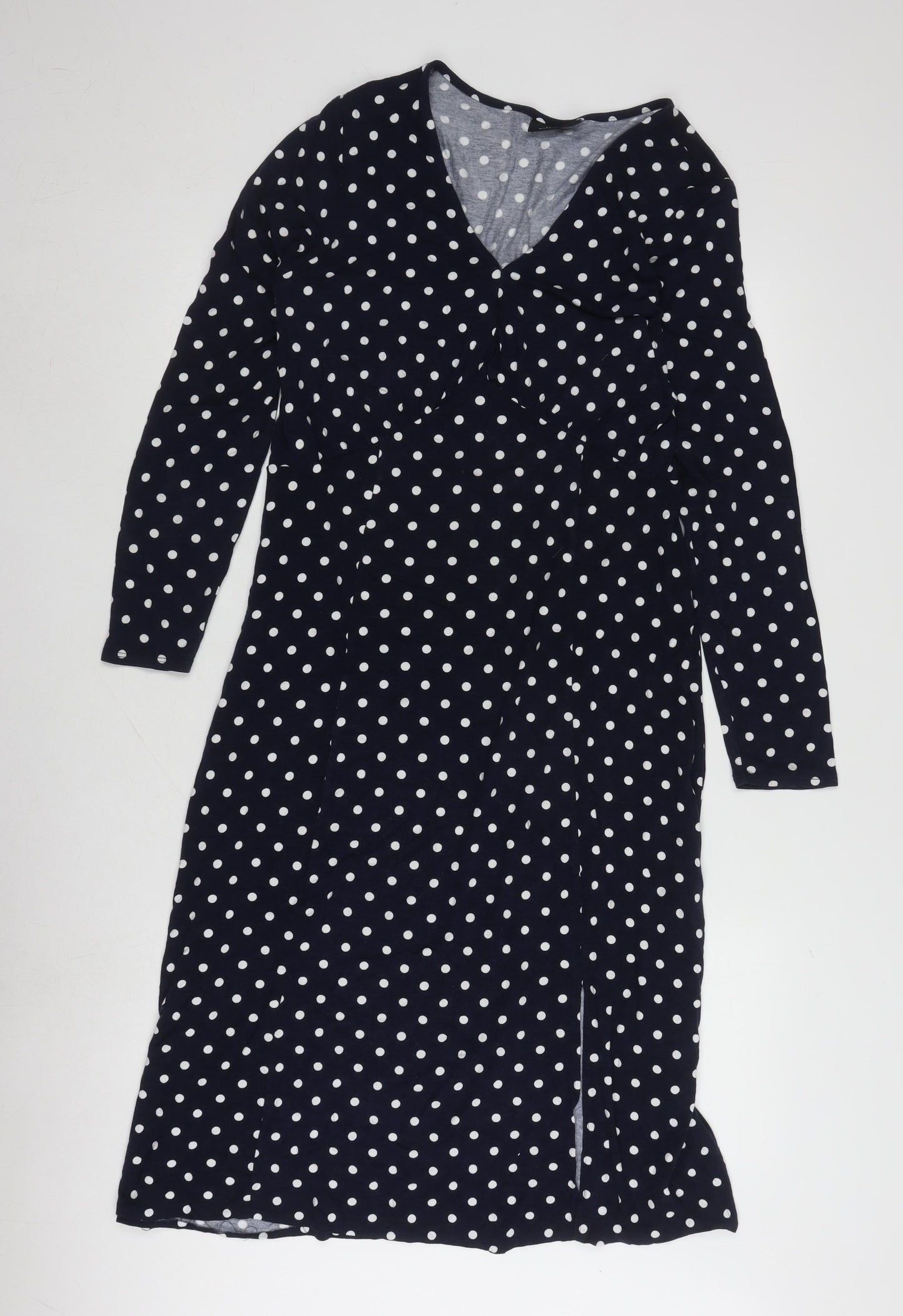 Wallis Women's Blue Polka Dot Midi Bodycon Dress Size 12