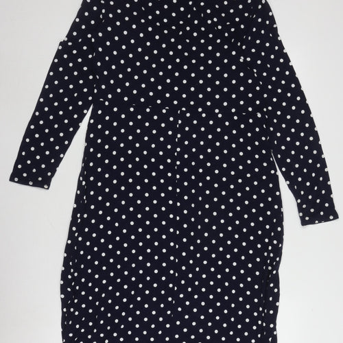 Wallis Women's Blue Polka Dot Midi Bodycon Dress Size 12