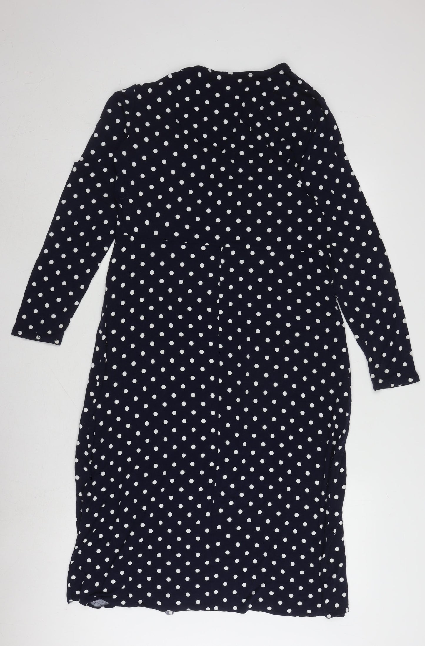 Wallis Women's Blue Polka Dot Midi Bodycon Dress Size 12