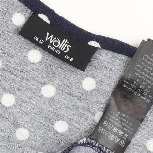 Wallis Women's Blue Polka Dot Midi Bodycon Dress Size 12
