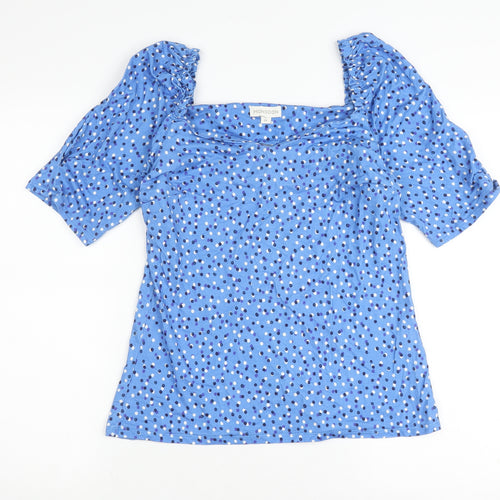 Monsoon Women’s Blue Polka Dot Puff Sleeve Top