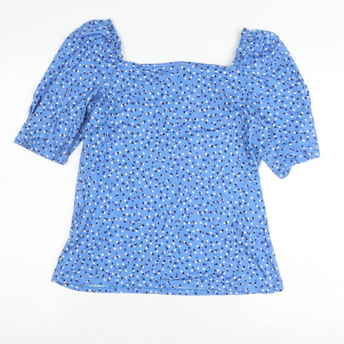 Monsoon Women’s Blue Polka Dot Puff Sleeve Top