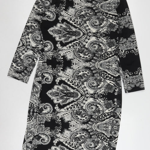 Wallis Womens Dress Black Paisley Shift Size 10