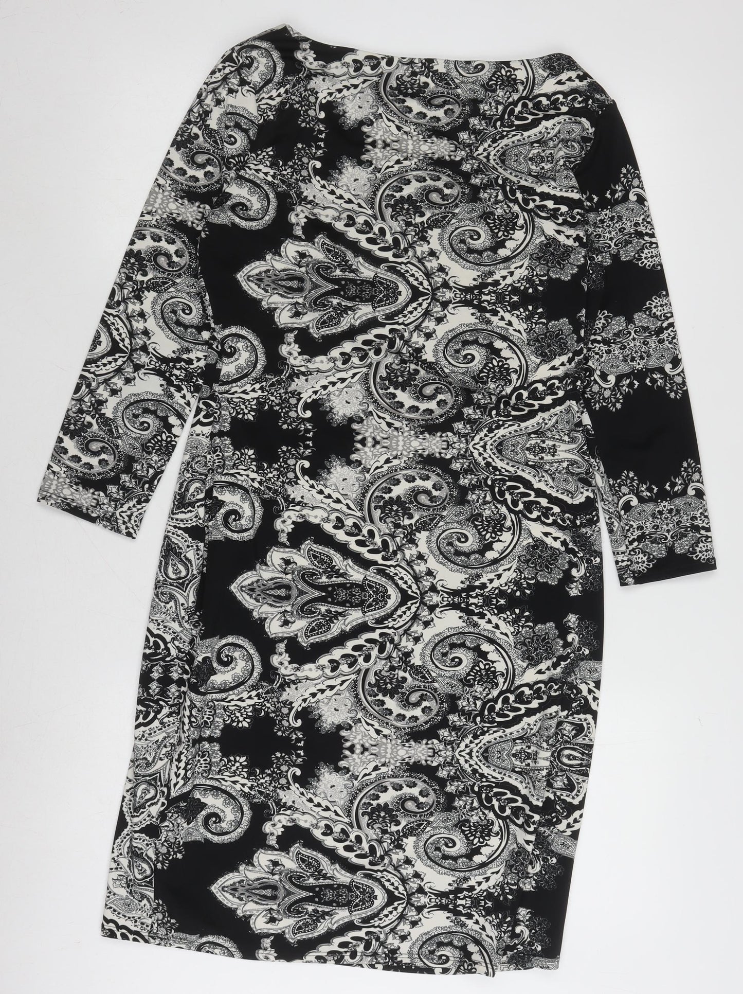 Wallis Womens Dress Black Paisley Shift Size 10
