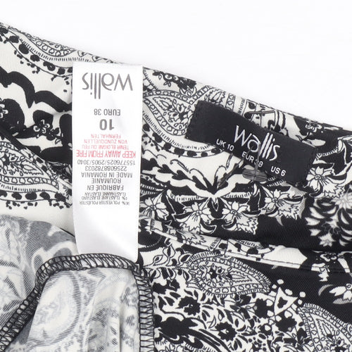 Wallis Womens Dress Black Paisley Shift Size 10