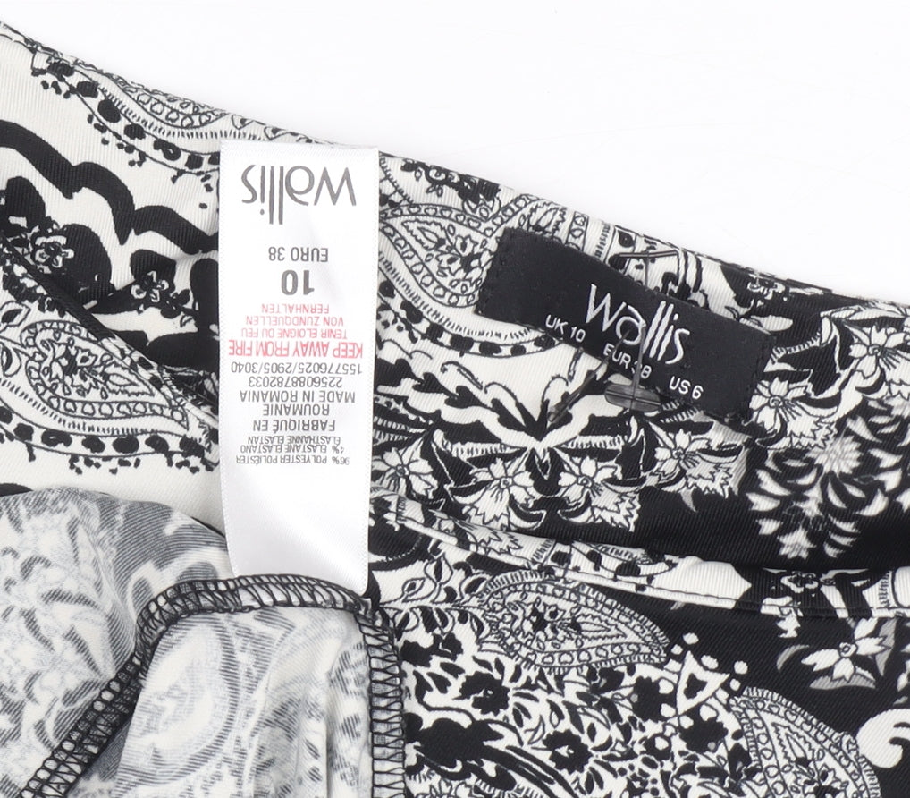 Wallis Womens Dress Black Paisley Shift Size 10